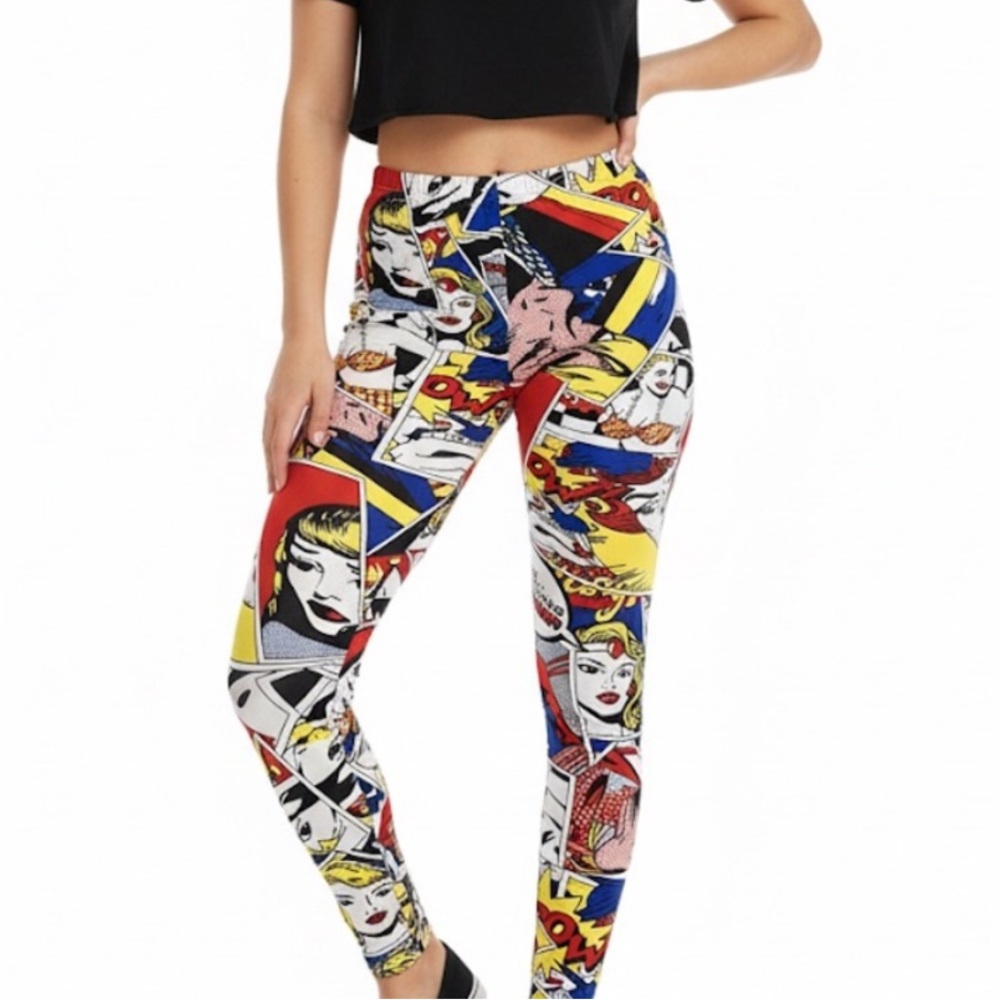 103# Bold Comic-Inspired Cotton Knit Leggings